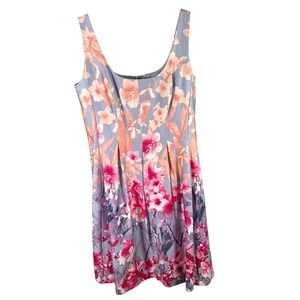 Nine West Floral Dress Women's Size 8 Sleeveless Pink‎ Purple Blue Flowers
